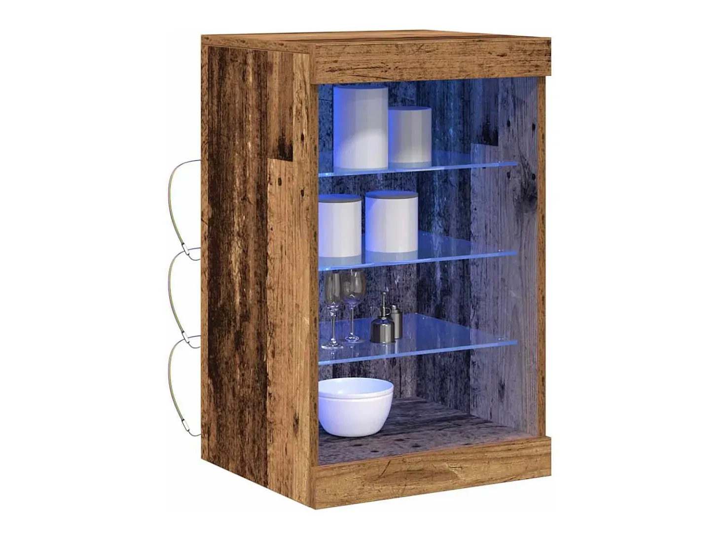 Aparador con luces LED Madera antigua 41x37x67 cm