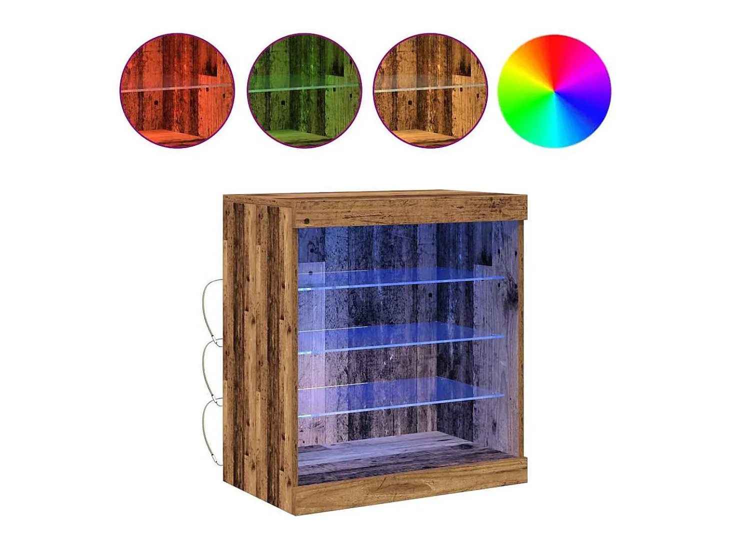 Aparador con luces LED Madera antigua 60,5x37x67 cm