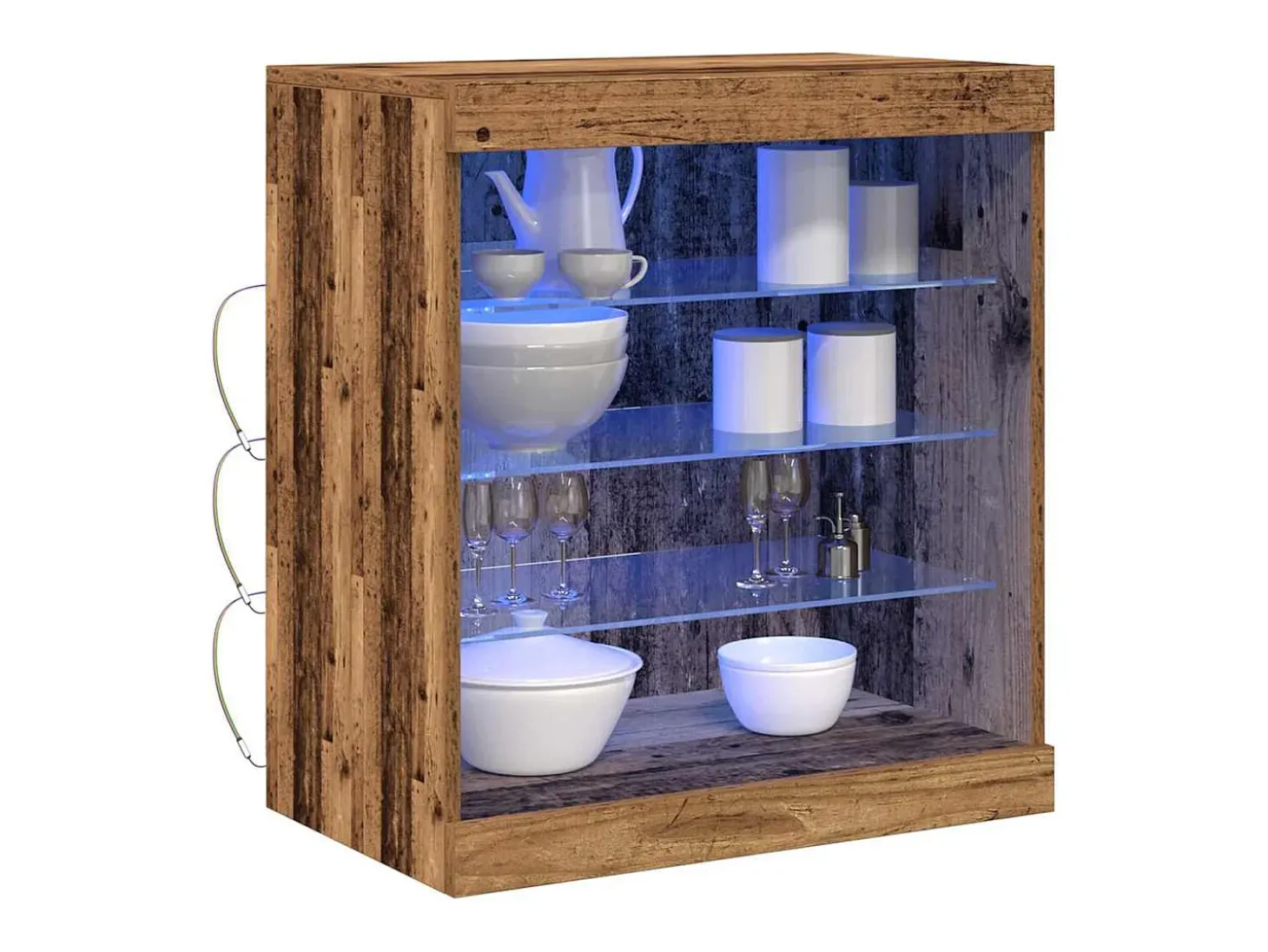 Aparador con luces LED Madera antigua 60,5x37x67 cm