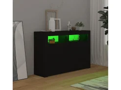Aparador con luces LED negro 115,5x30x75 cm