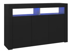 Aparador con luces LED negro 115,5x30x75 cm
