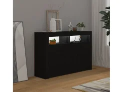 Aparador con luces LED negro 115,5x30x75 cm