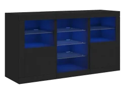 Aparador con luces LED negras 123x37x67 cm