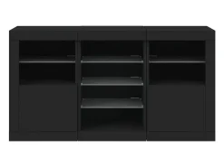 Aparador con luces LED negras 123x37x67 cm