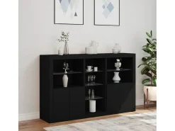 Aparador con luces LED negras 162x37x100 cm