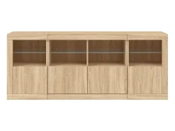 Aparador con luces LED roble Sonoma 163x37x67 cm