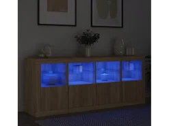 Aparador con luces LED roble Sonoma 163x37x67 cm
