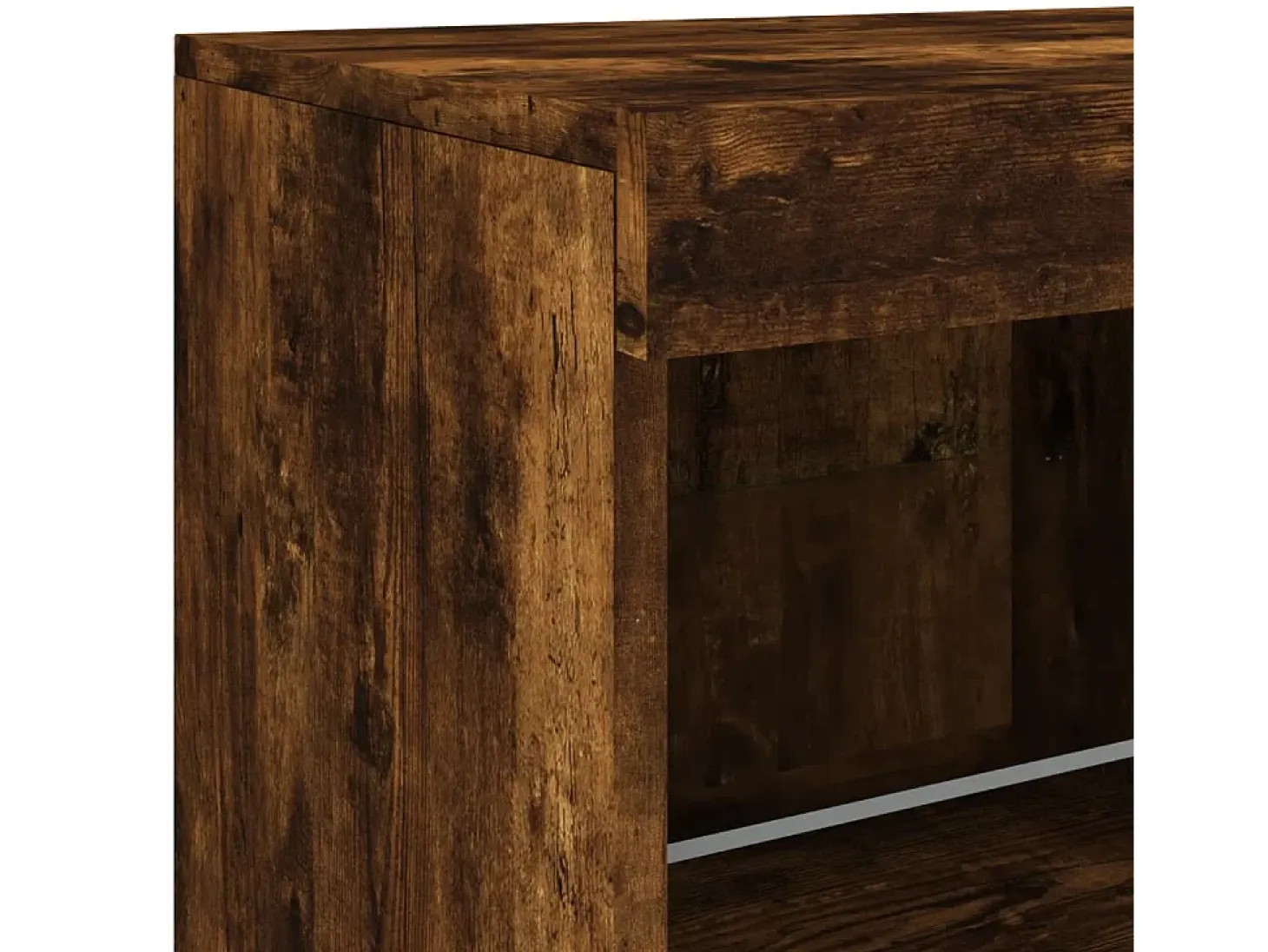 Aparador con luces LED roble ahumado 81x37x67 cm