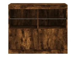 Aparador con luces LED roble ahumado 81x37x67 cm