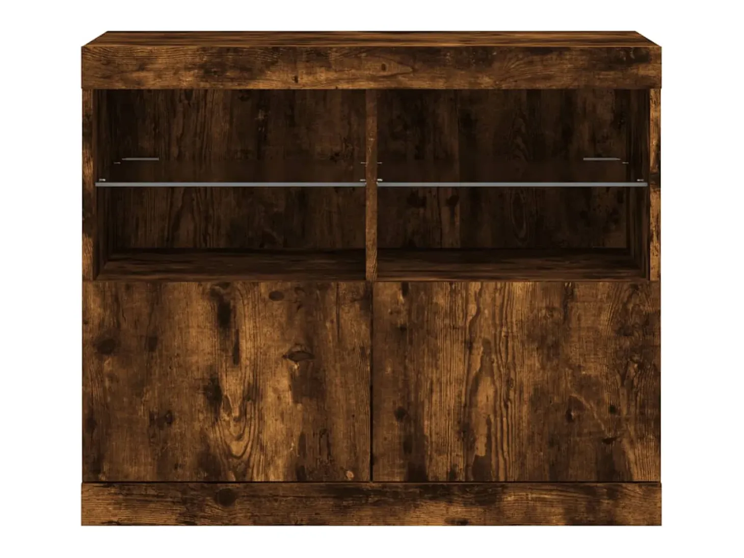 Aparador con luces LED roble ahumado 81x37x67 cm