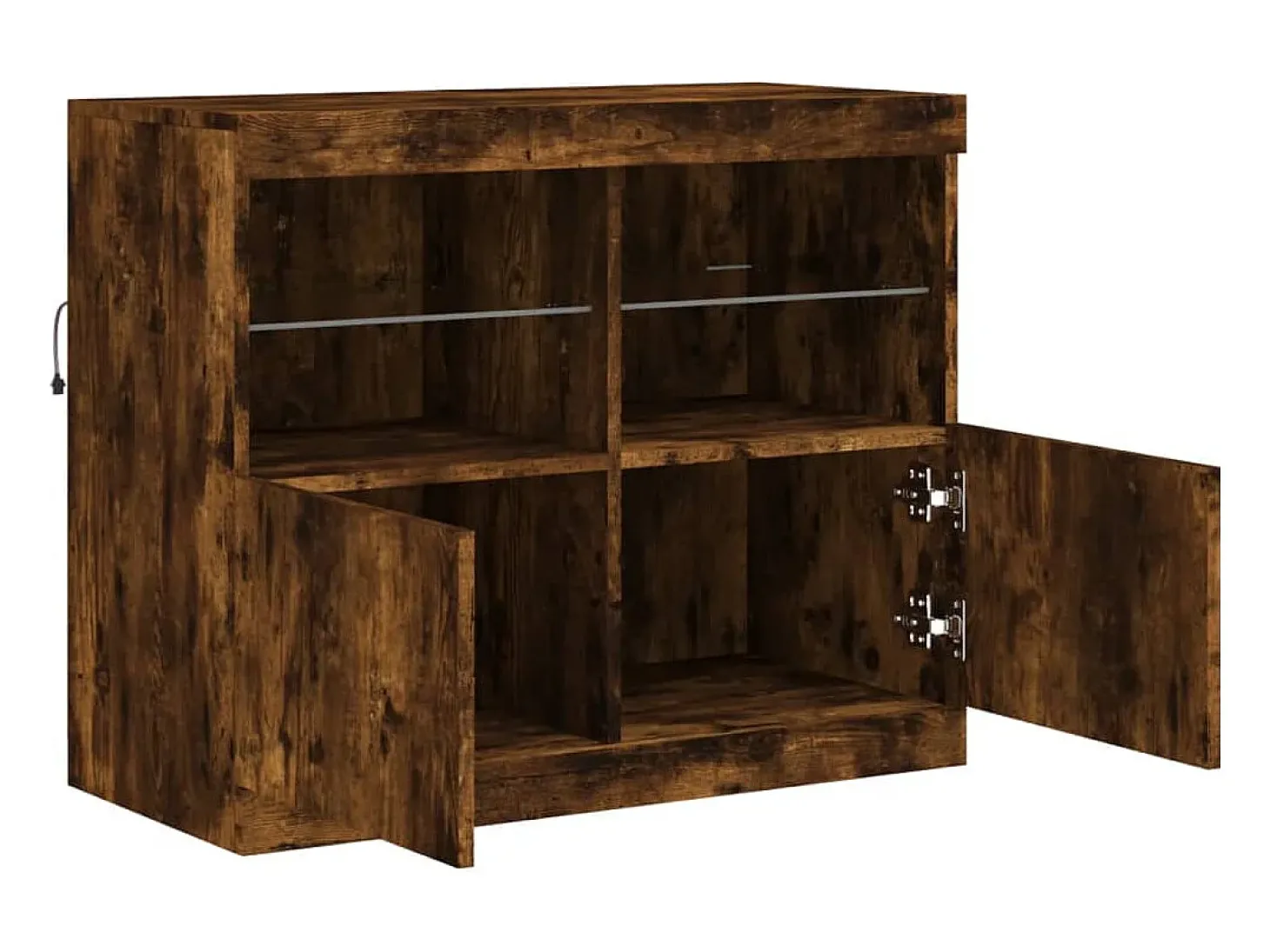 Aparador con luces LED roble ahumado 81x37x67 cm