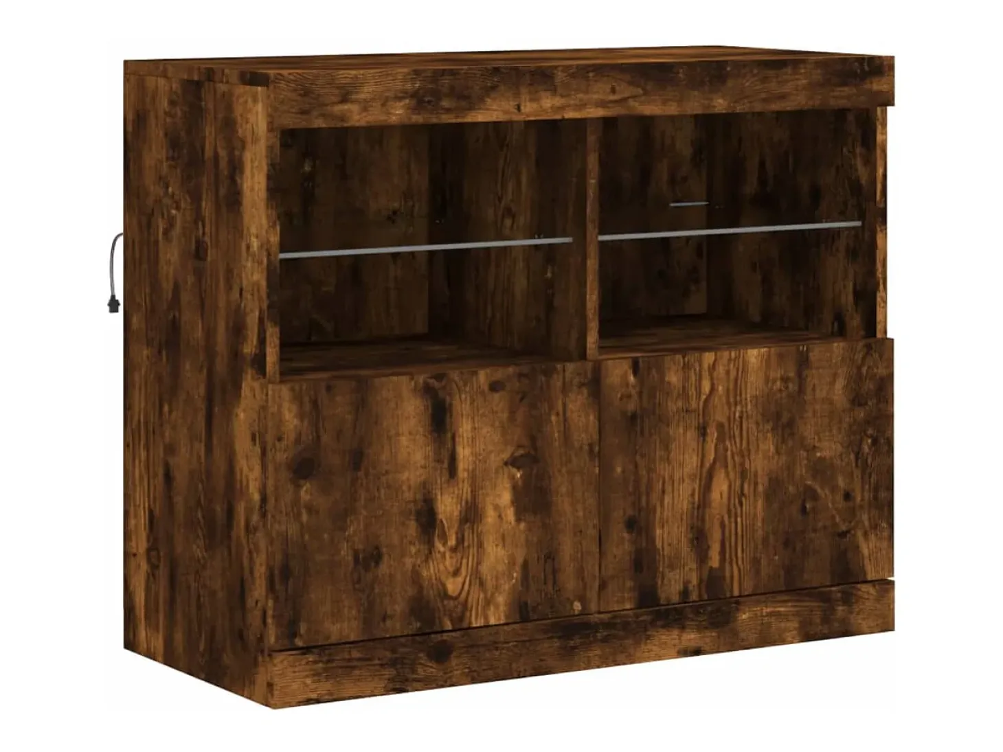 Aparador con luces LED roble ahumado 81x37x67 cm