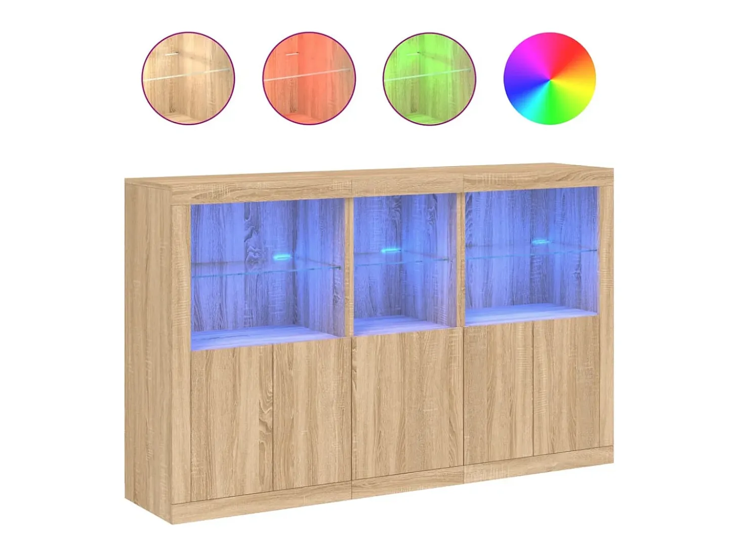 Aparador con luces LED roble Sonoma 162x37x100 cm ES846341