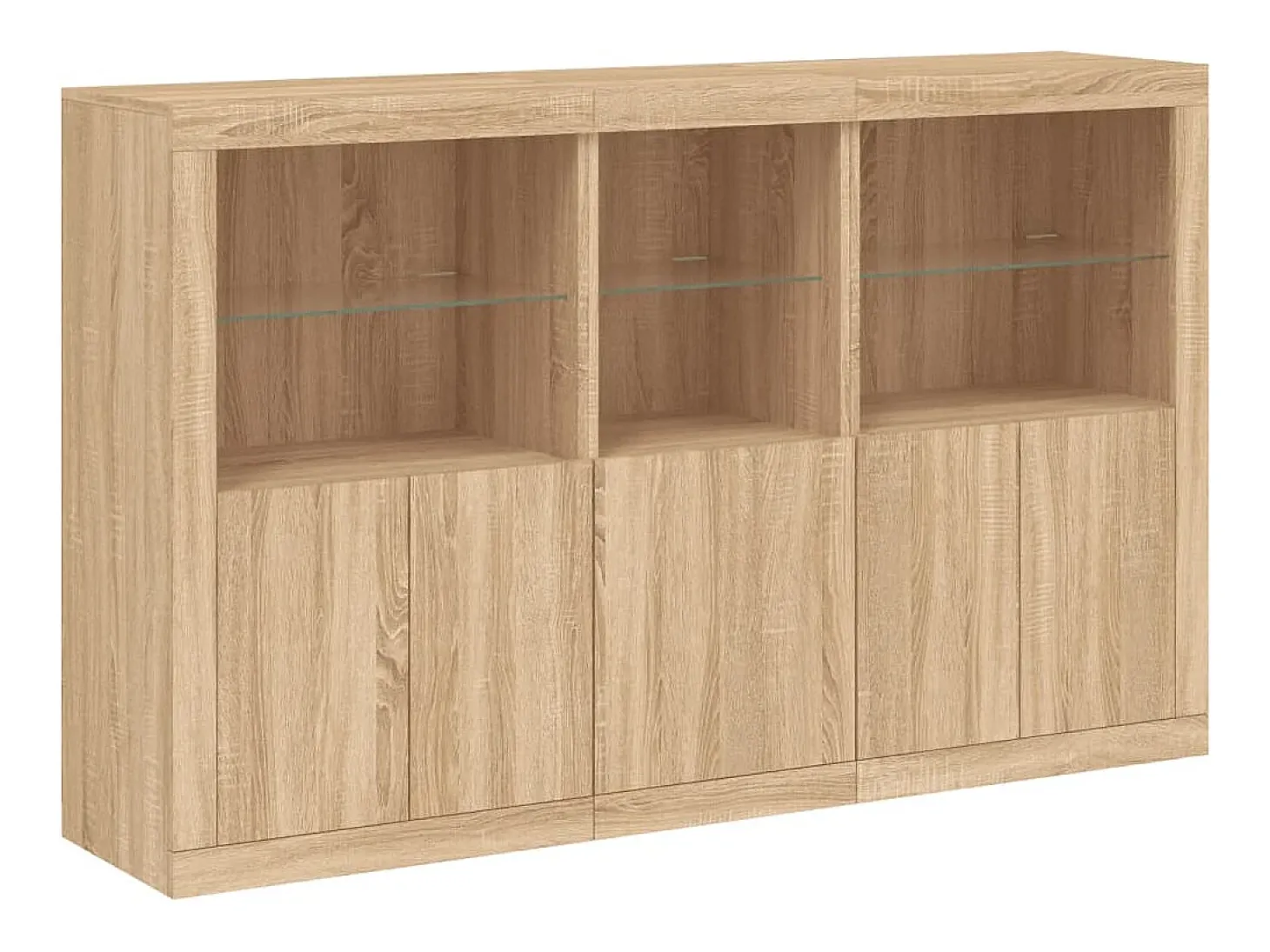 Aparador con luces LED roble Sonoma 162x37x100 cm ES846341