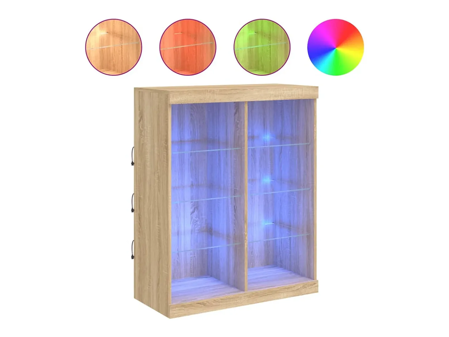 Aparador con luces LED roble Sonoma 81x37x100 cm ES136455