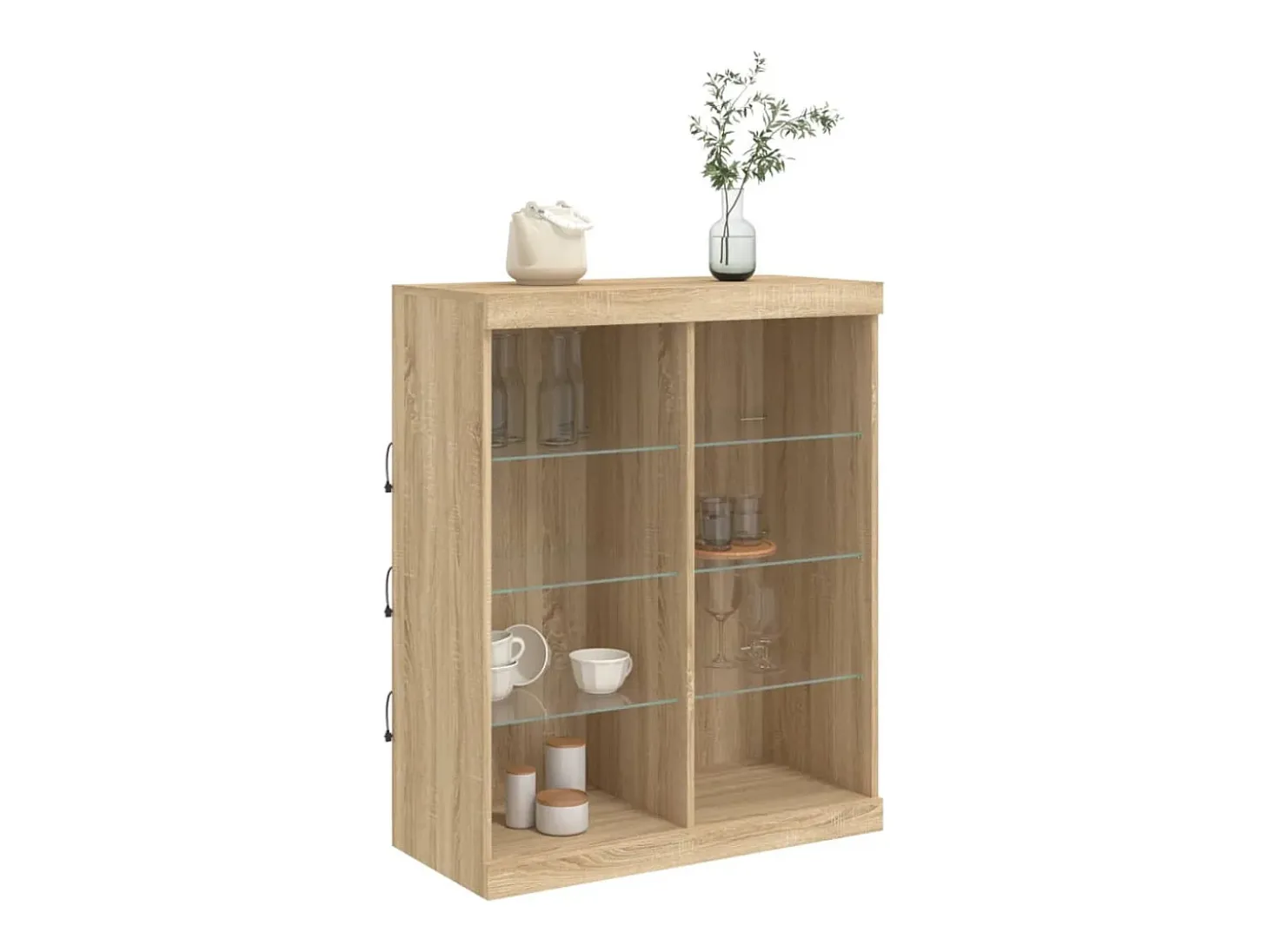 Aparador con luces LED roble Sonoma 81x37x100 cm ES136455
