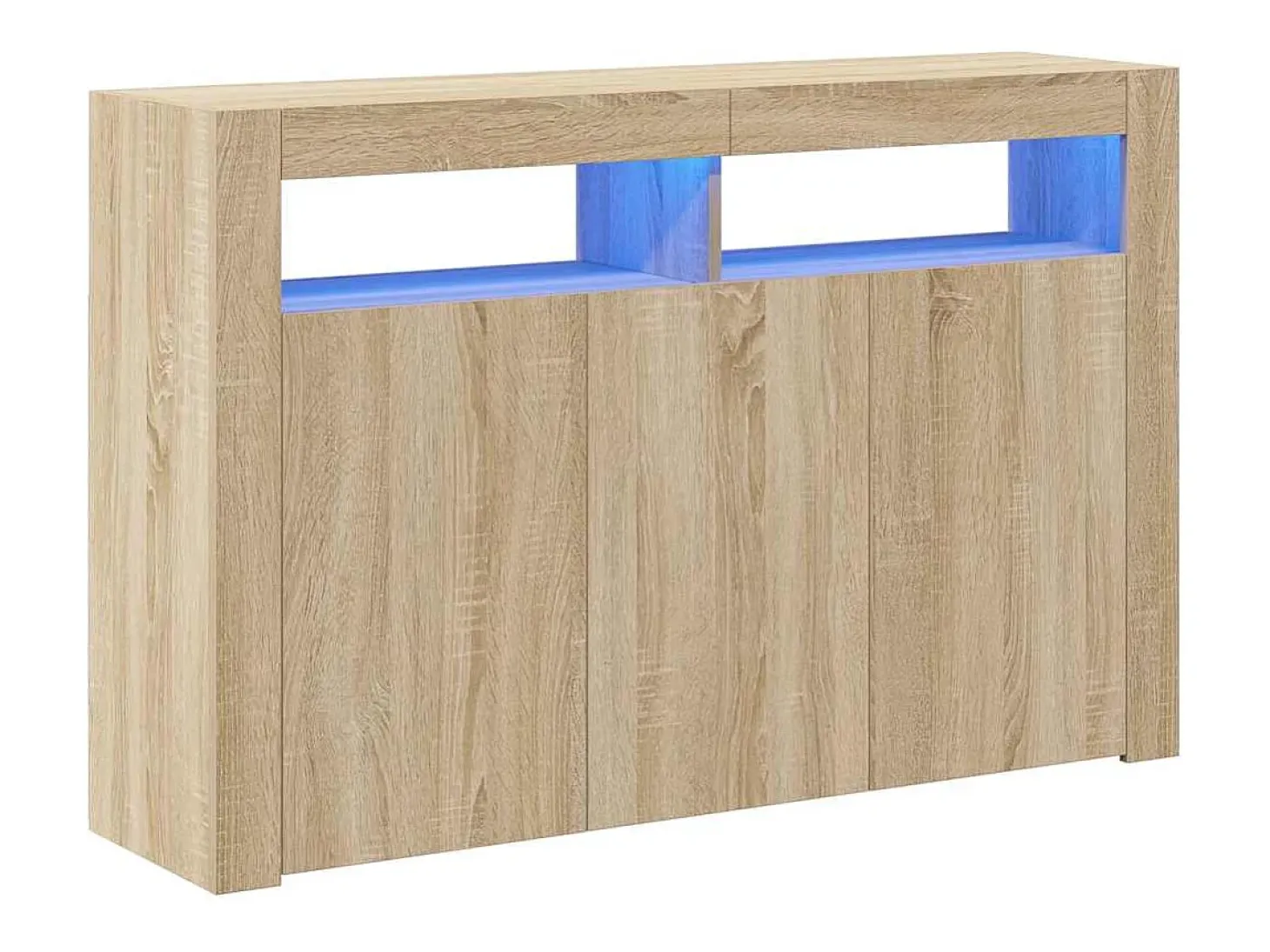 Aparador con luces LED roble Sonoma 115,5x30x75 cm