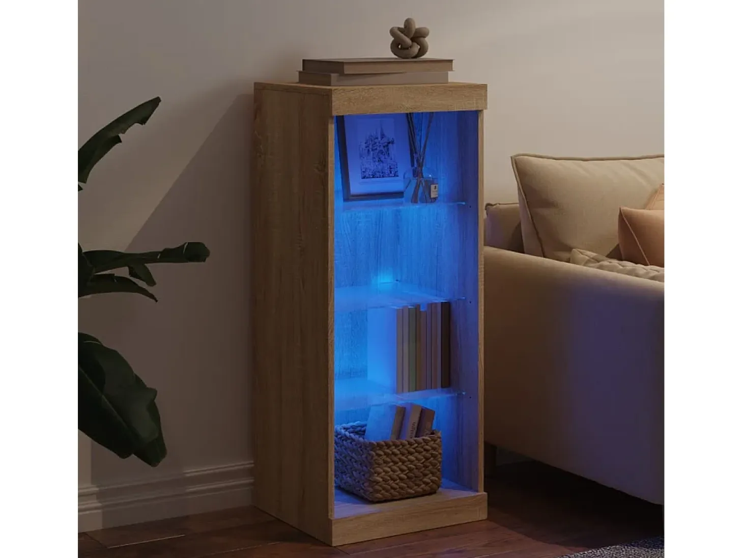 Aparador con luces LED roble Sonoma 41x37x100 cm