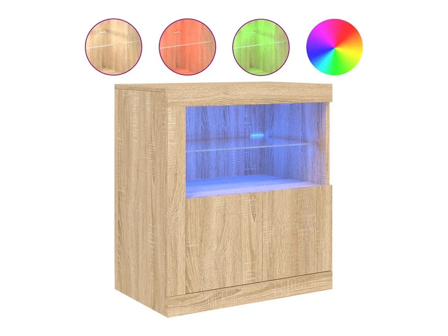 Aparador con luces LED roble Sonoma 60,5x37x67 cm