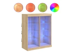 Aparador con luces LED roble Sonoma 81x37x100 cm