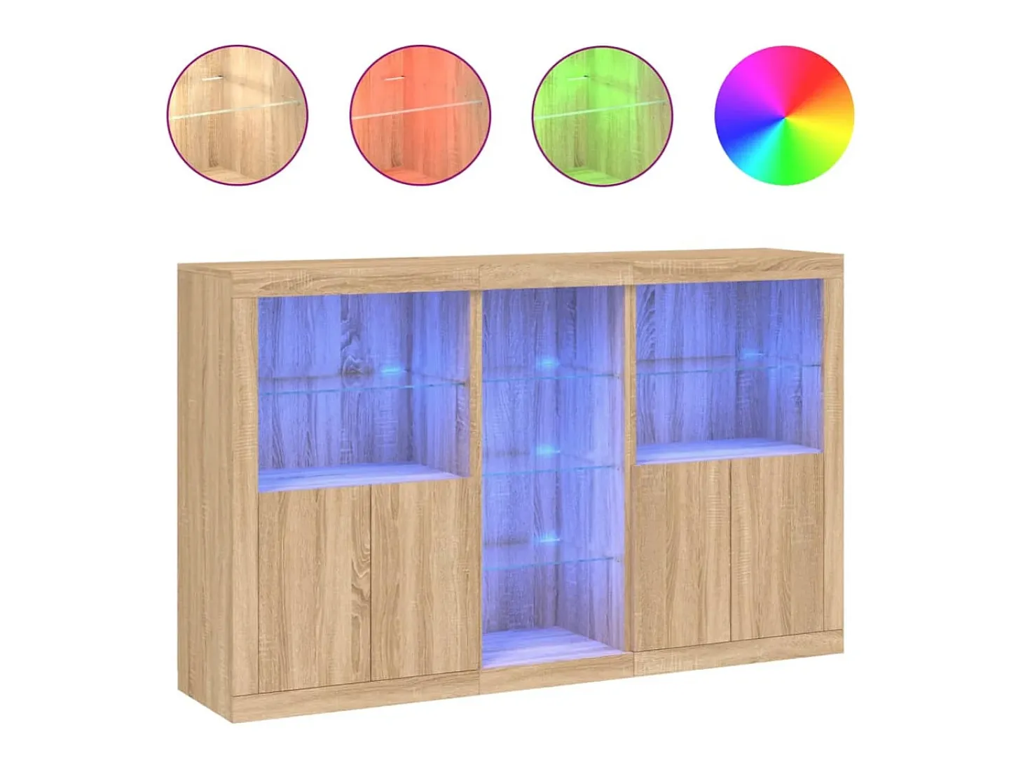 Aparador con luces LED roble Sonoma 162x37x100 cm