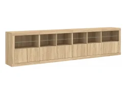 Aparador con luces LED roble Sonoma 283x37x67 cm