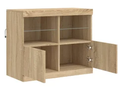 Aparador con luces LED roble Sonoma 81x37x67 cm
