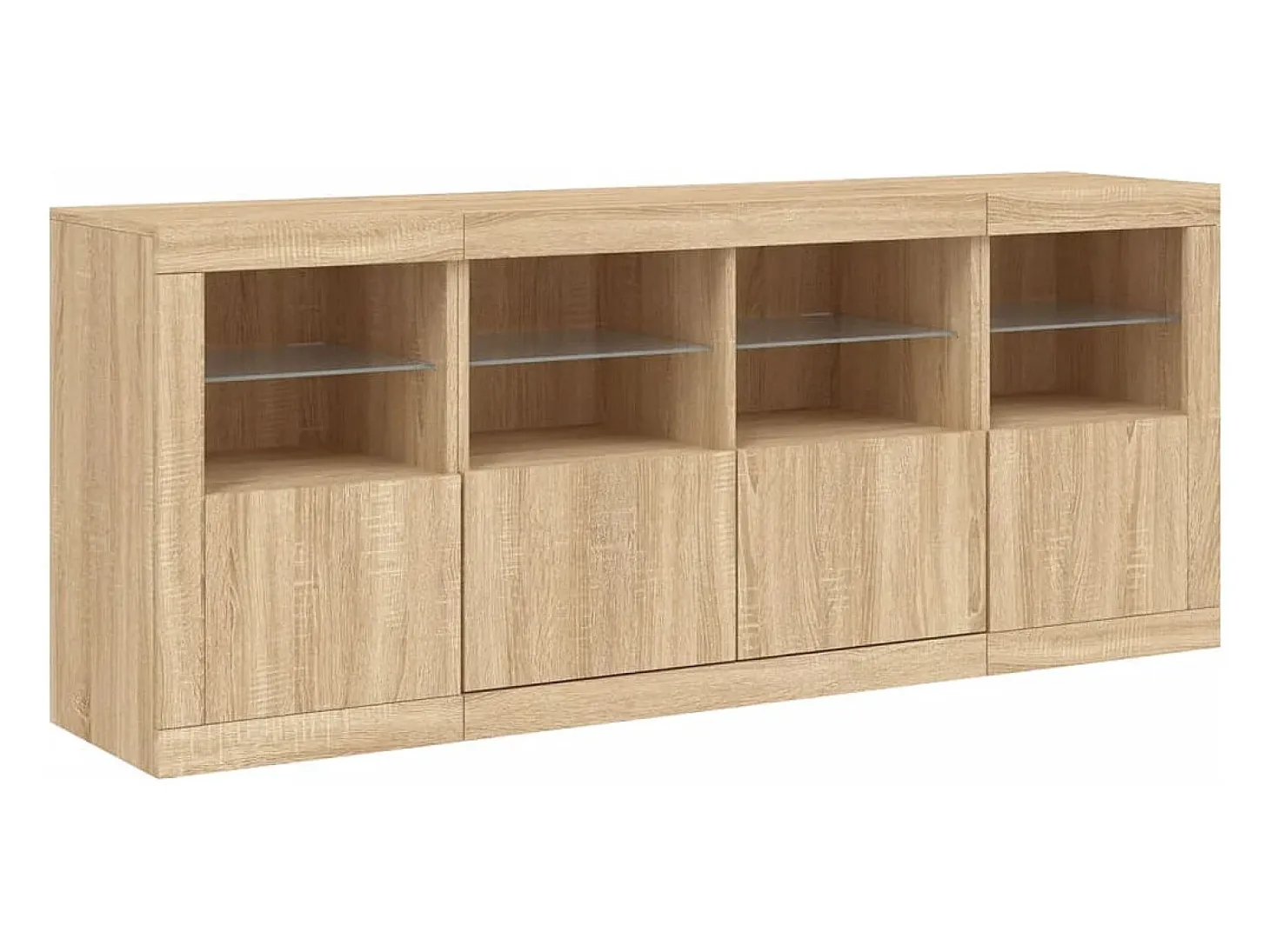 Aparador con luces LED roble Sonoma 163x37x67 cm ES103483