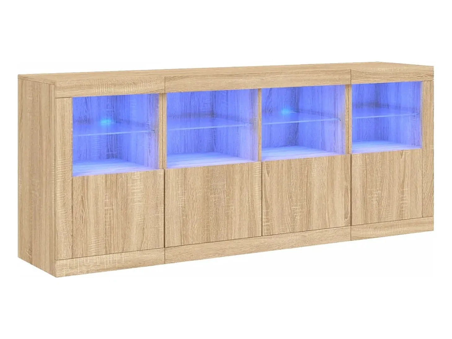 Aparador con luces LED roble Sonoma 163x37x67 cm ES103483