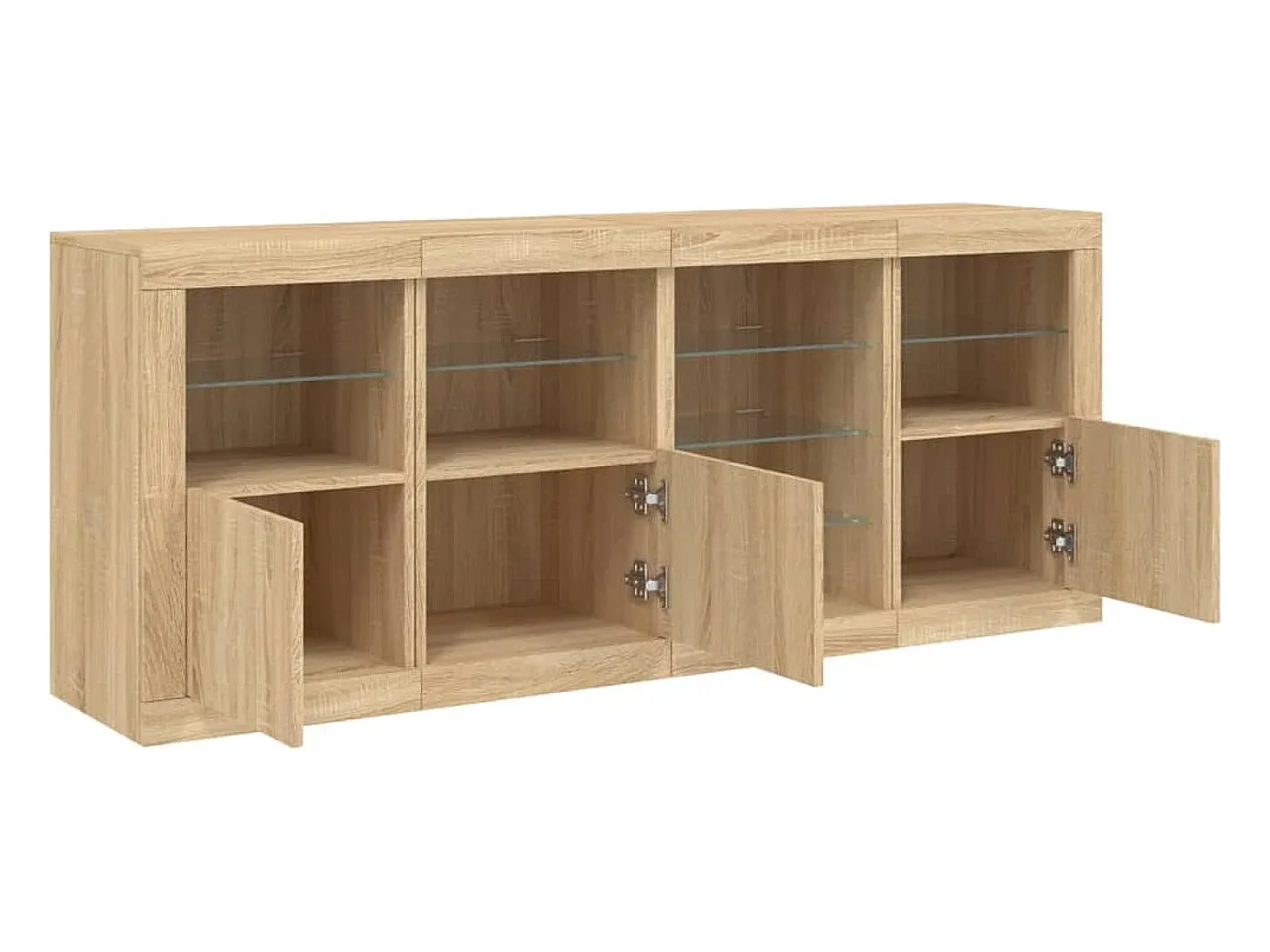 Aparador con luces LED roble Sonoma 164x37x67 cm