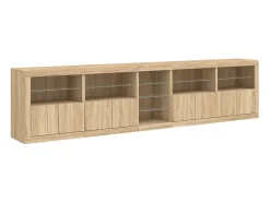 Aparador con luces LED roble Sonoma 283x37x67 cm