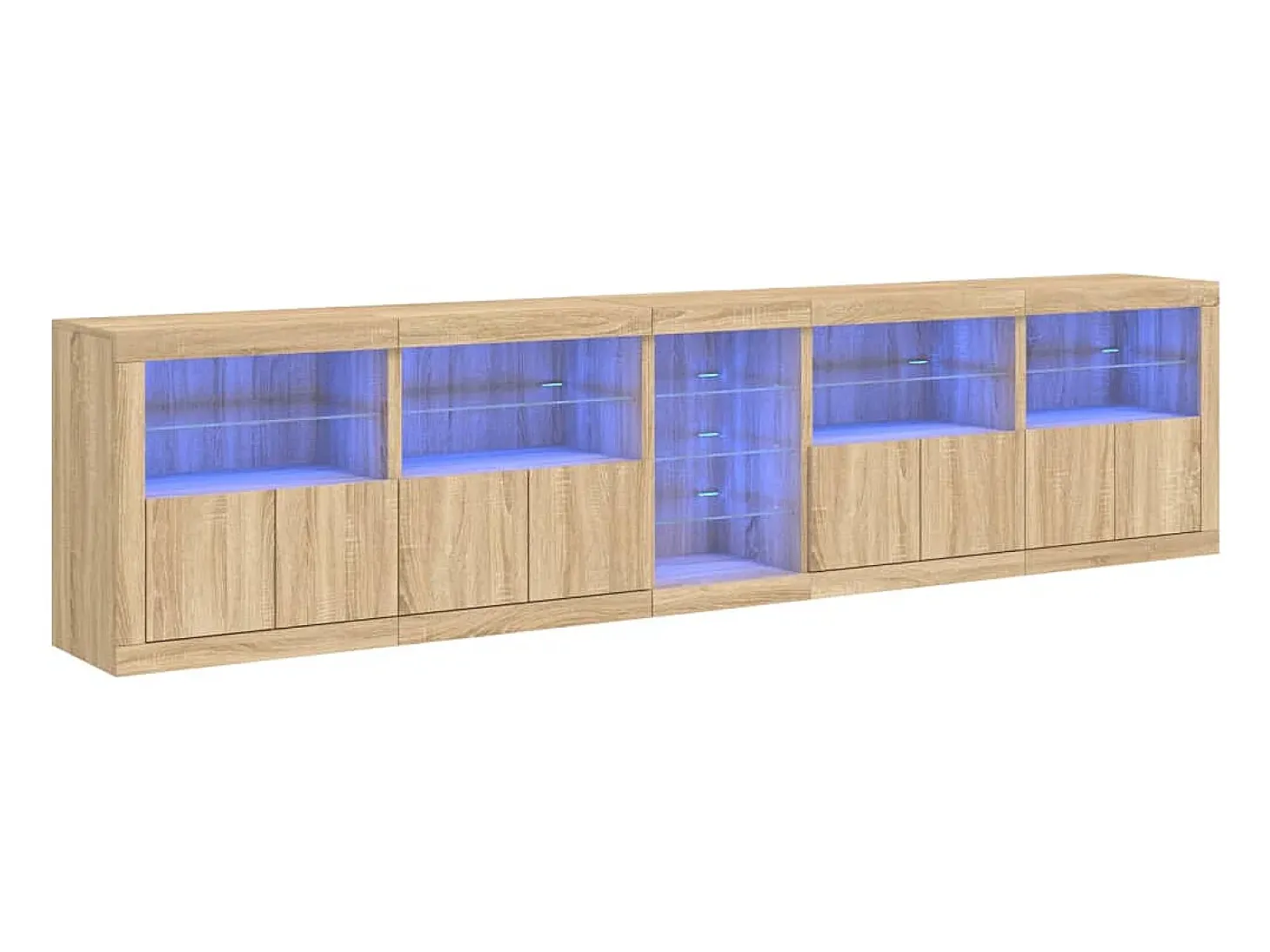 Aparador con luces LED roble Sonoma 283x37x67 cm