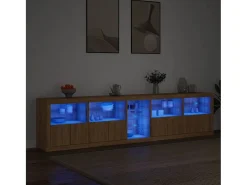 Aparador con luces LED roble Sonoma 283x37x67 cm