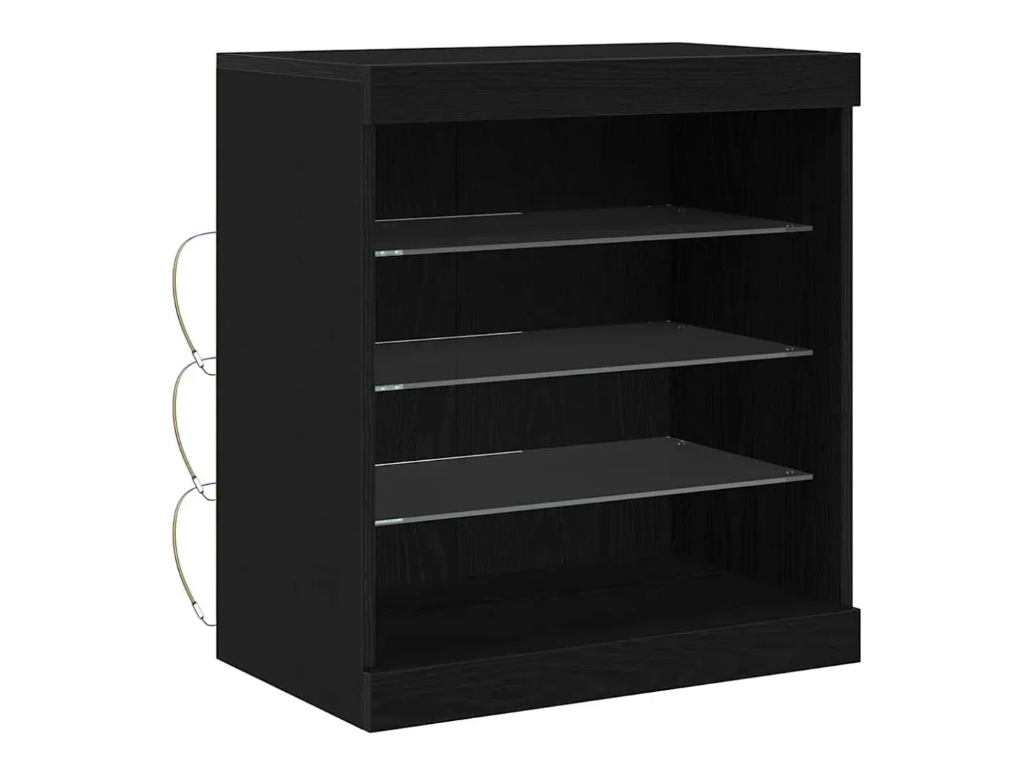 Aparador con luces LED Roble negro 60,5x37x67 cm