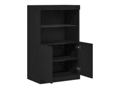Aparador con luces LED Roble Negro 60x37x100 cm