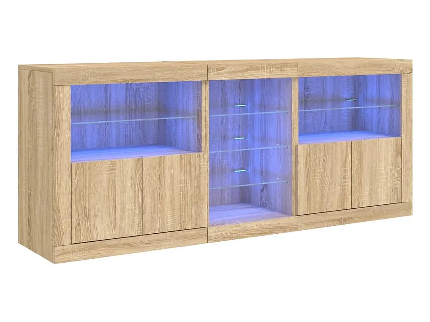 Aparador con luces LED roble Sonoma 162x37x67 cm ES874626