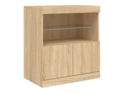 Aparador con luces LED roble Sonoma 142,5x37x67 cm