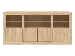 Aparador con luces LED roble Sonoma 142,5x37x67 cm