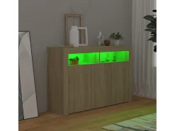 Aparador con luces LED roble Sonoma 115,5x30x75 cm