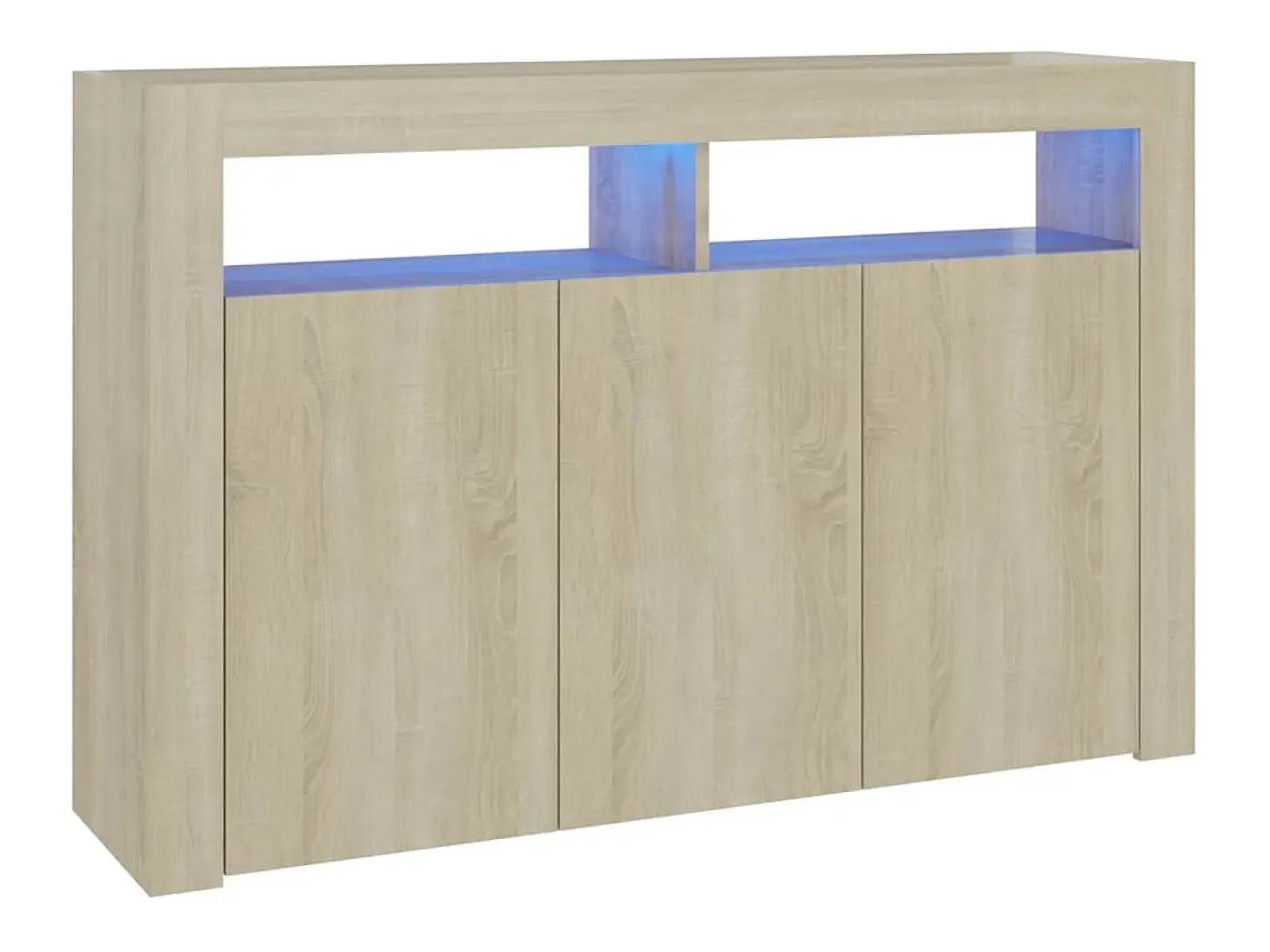 Aparador con luces LED roble Sonoma 115,5x30x75 cm