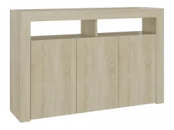 Aparador con luces LED roble Sonoma 115,5x30x75 cm