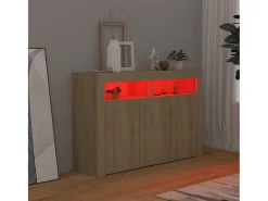 Aparador con luces LED roble Sonoma 115,5x30x75 cm