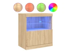 Aparador con luces LED roble Sonoma 60x37x67 cm ES765519
