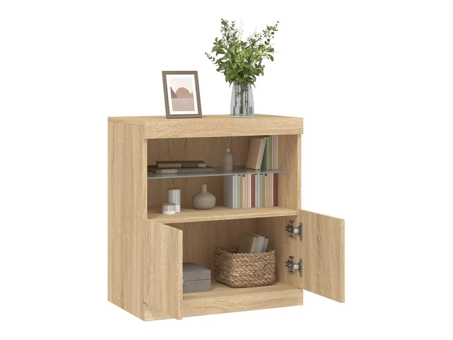 Aparador con luces LED roble Sonoma 60x37x67 cm ES765519