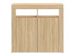 Aparador con luces LED roble Sonoma 80x35x75 cm