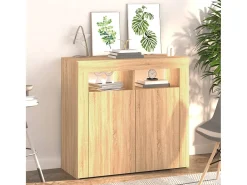 Aparador con luces LED roble Sonoma 80x35x75 cm