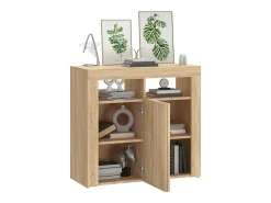 Aparador con luces LED roble Sonoma 80x35x75 cm