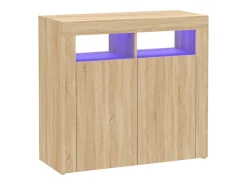 Aparador con luces LED roble Sonoma 80x35x75 cm