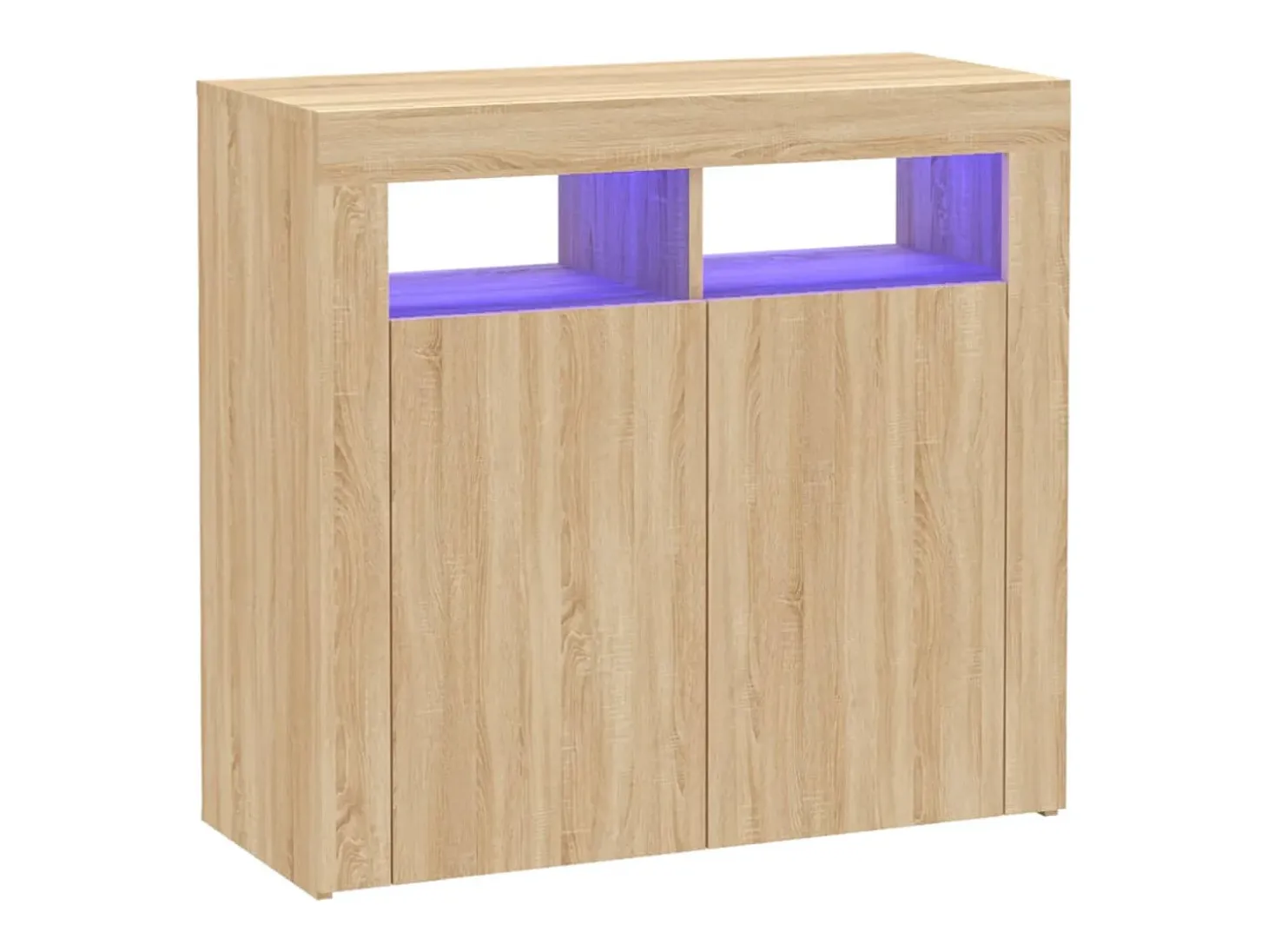 Aparador con luces LED roble Sonoma 80x35x75 cm