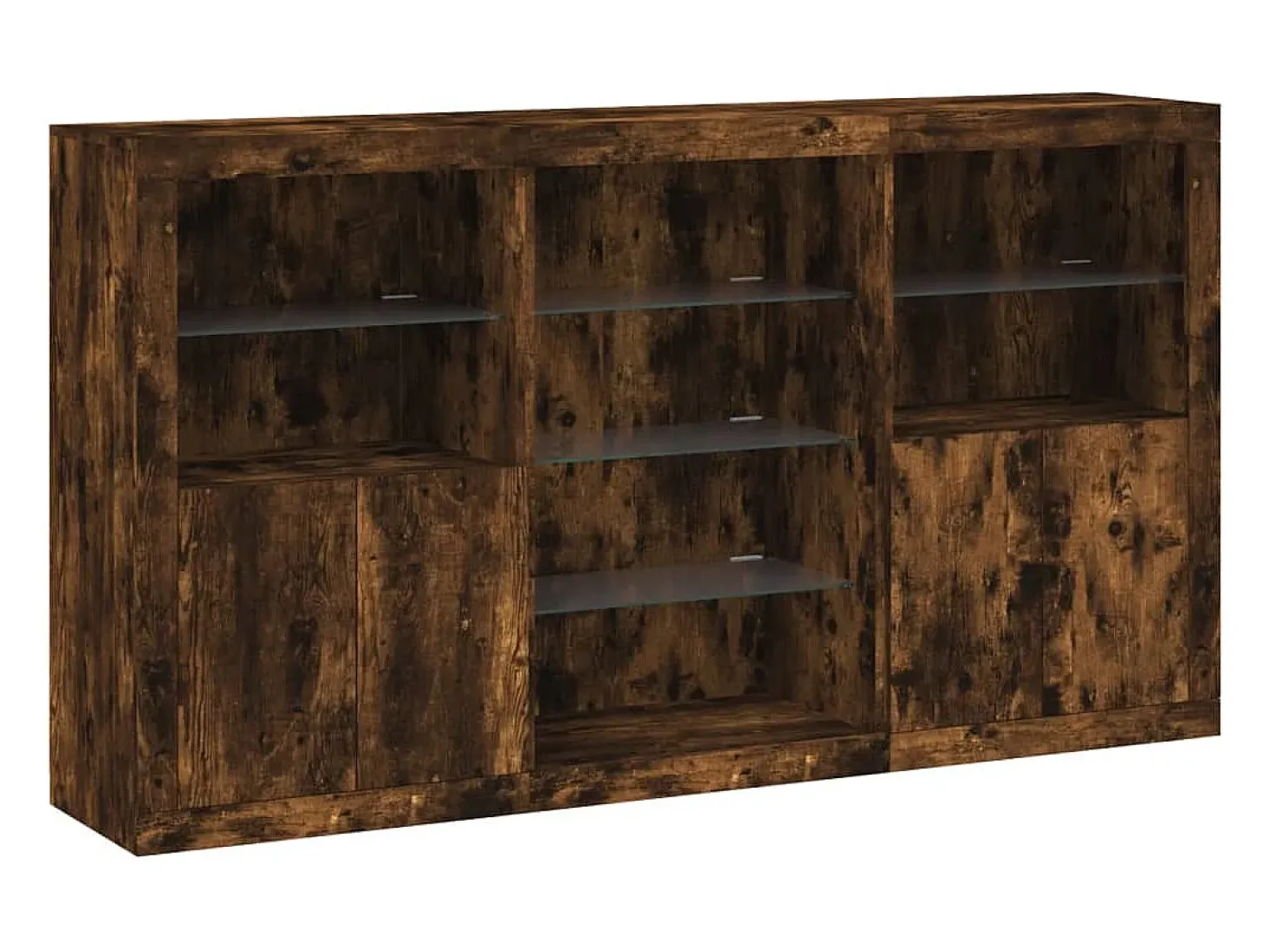 Aparador con luces LED roble ahumado 181,5x37x100 cm